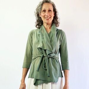 NEW Gaia Conceptions Organic Cotton Cocoon Belted Cropped Jacket / S